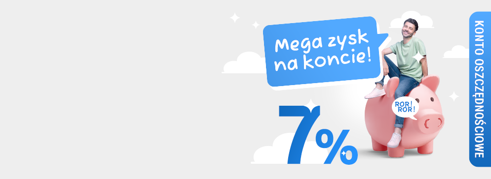 Megazysk na koncie hasło. postać mężczyzny na skarbonce.