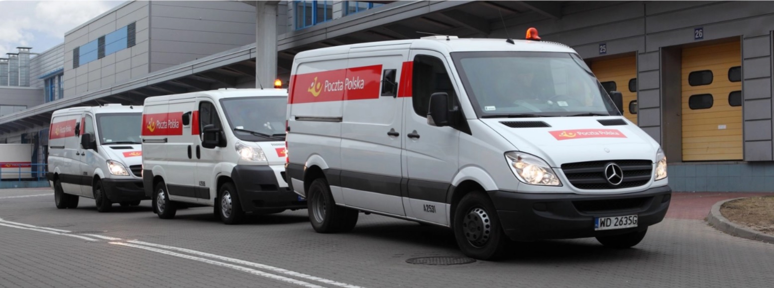 Three cars with the logo of Poczta Polska