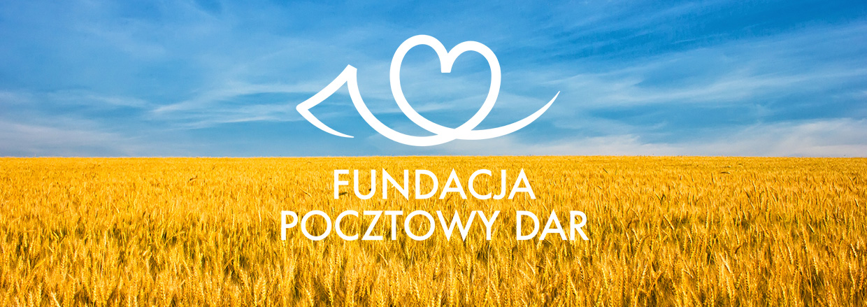 Logo of the Foundation Postal Dar Foundation against the Blue Heavenly and Little Field of wheat