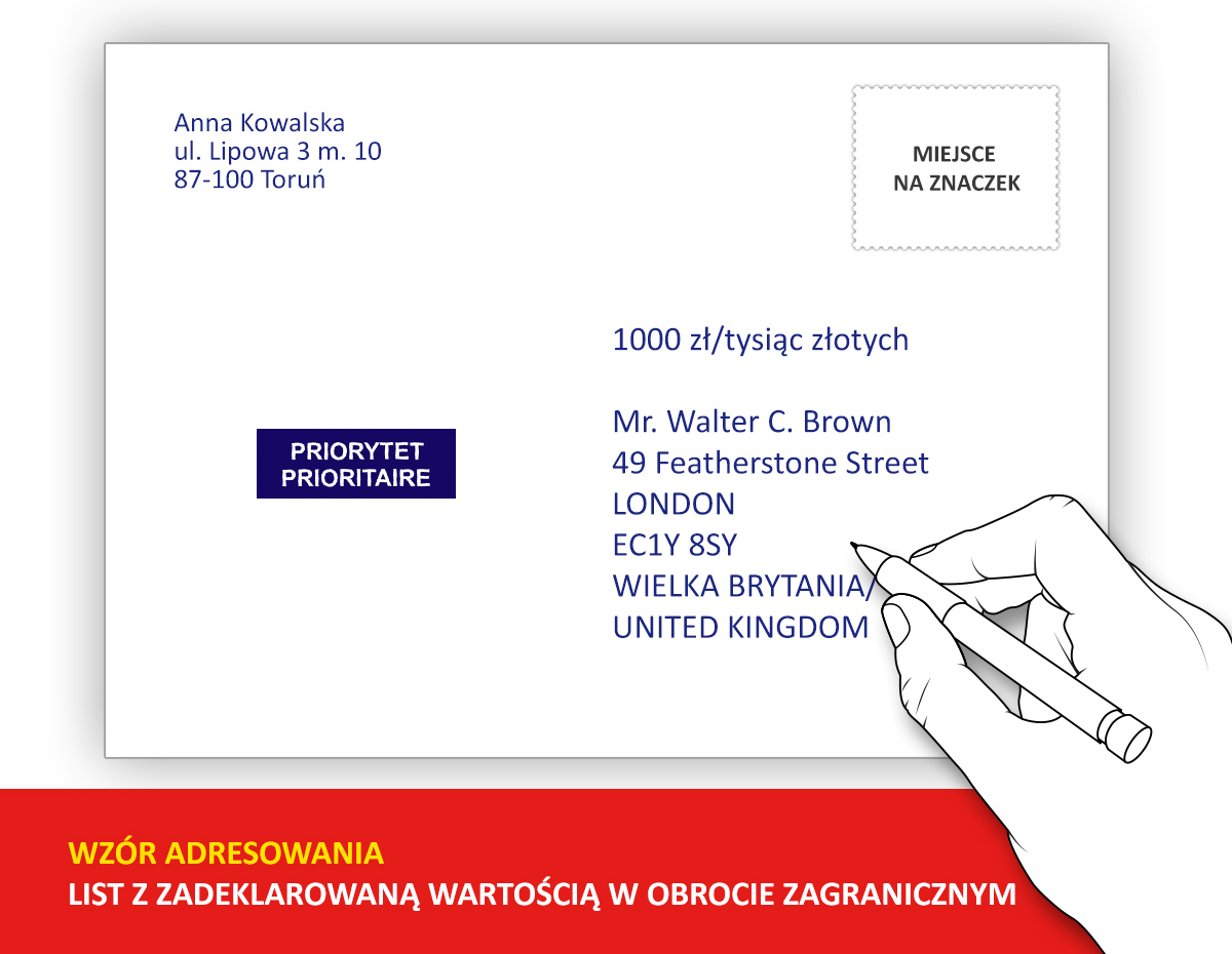 List graphics with a registered letter sticker