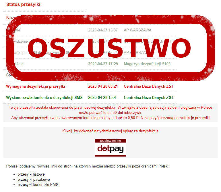  Poczta Polska ostrzega przed oszustami wykorzystującymi epidemię 