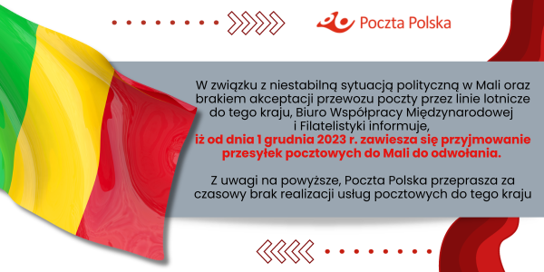  Zawieszenie przyjmowania przesyłek do Mali 