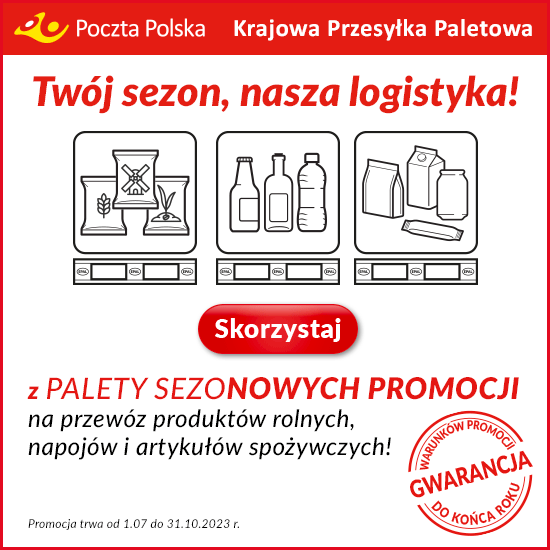  Poczta Polska z ofertą specjalną na przesyłki paletowe dla sektora rolno-spożywczego 