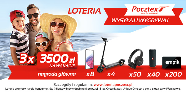  Wystartowała loteria: Pocztex – Wysyłaj i Wygrywaj – nawet 3,5 tysiąca na wakacje 