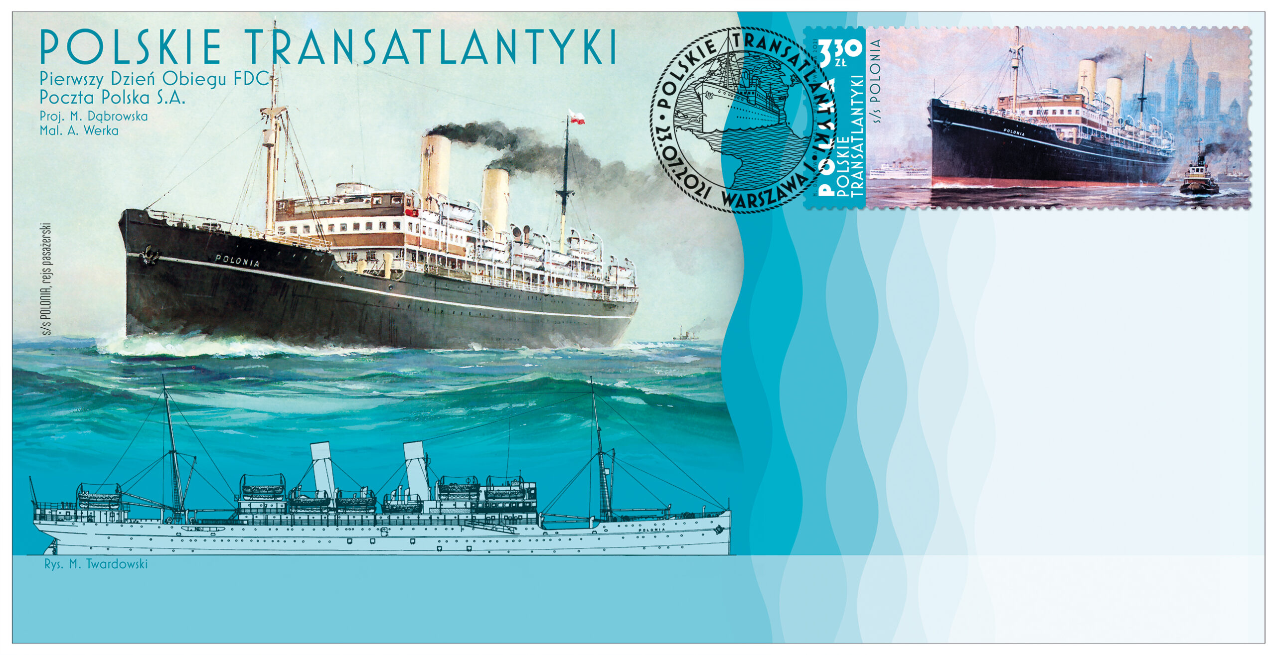  Transatlantyki na znaczkach pocztowych 