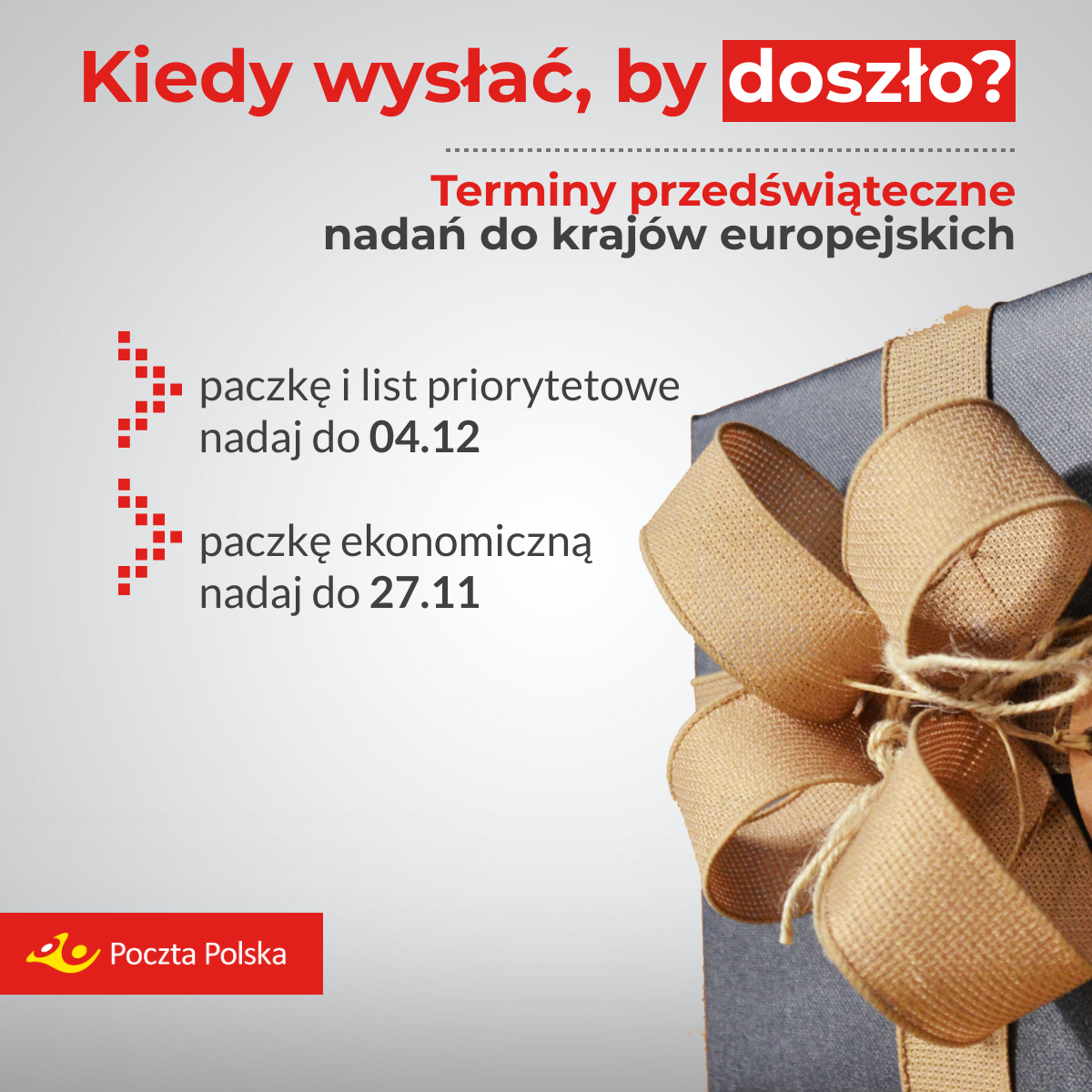  Poczta Polska ogłasza przedświąteczne terminy nadawania przesyłek zagranicznych 