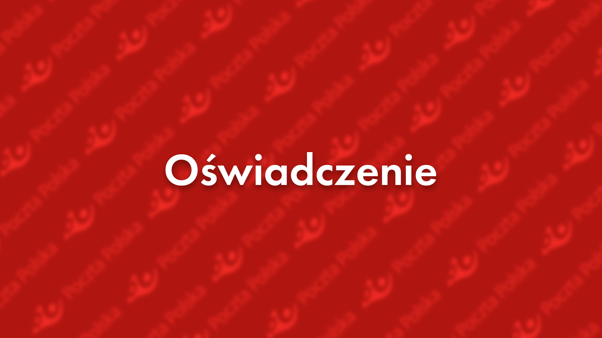 biały napis oświadczenie na czerwonym tle