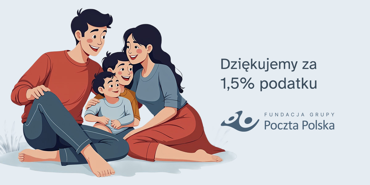 Rodzina z dzieckiem i hasło, które ma na celu podziękowanie za 1,5%