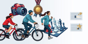 sportowcy i plansza szchów