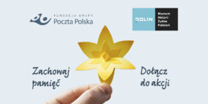 a yellow daffodil held in the hand and a slogan written next to it calling for volunteering