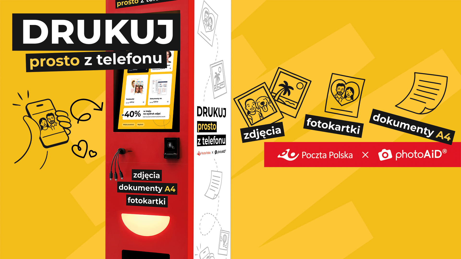 baner z hasłem reklamującym kiosk do fotowydruków