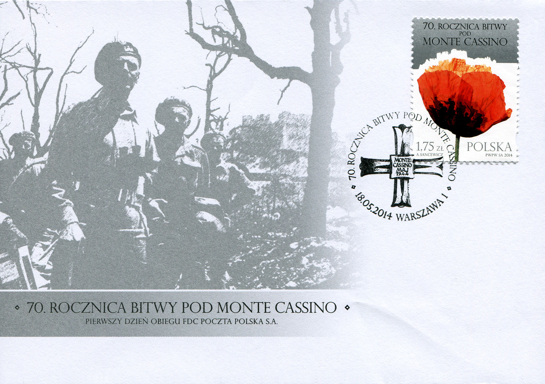 70. rocznica bitwy pod Monte Cassino. - Poczta Polska
